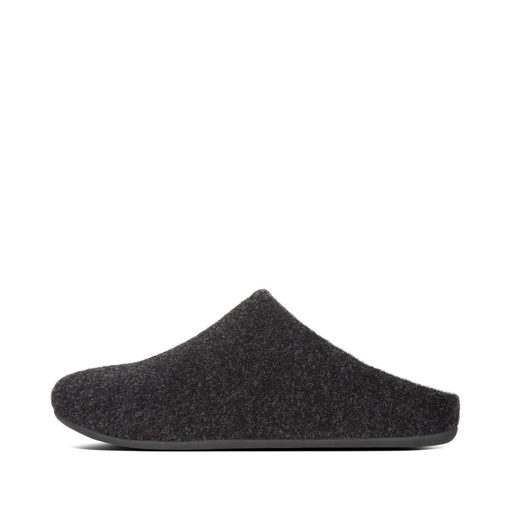 Fitflop Womens Slippers Black - Chrissie Felt - 90ADOSGYZ